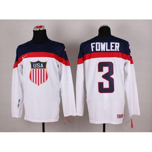 2014 Olympic Team USA #3 Cam Fowler White Stitched NHL Jersey