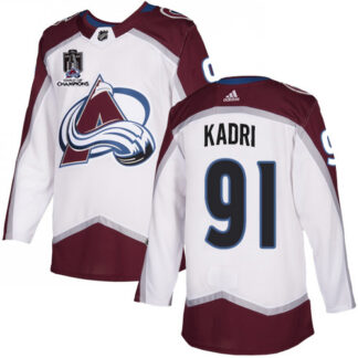 Adidas Colorado Avalanche #91 Nazem Kadri White Youth 2022 Stanley Cup Champions Road Authentic Stitched NHL Jersey...