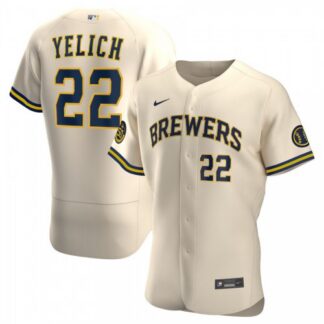 Milwaukee Brewers #22 Christian Yelich Men’s Nike Cream Alternate 2020 Authentic Player MLB Jersey
