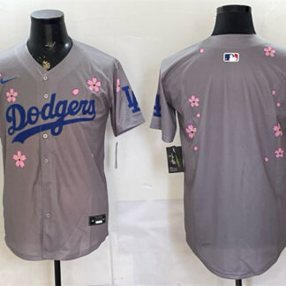 Men's Los Angeles Dodgers Blank Grey 2025 Tokyo Series Limited Stitched Baseball Jersey