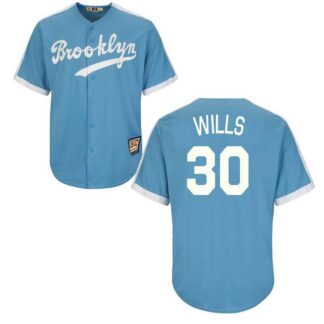 Los Angeles Dodgers #30 Maury Wills Light Blue Cooperstown Stitched Jersey JiaSu