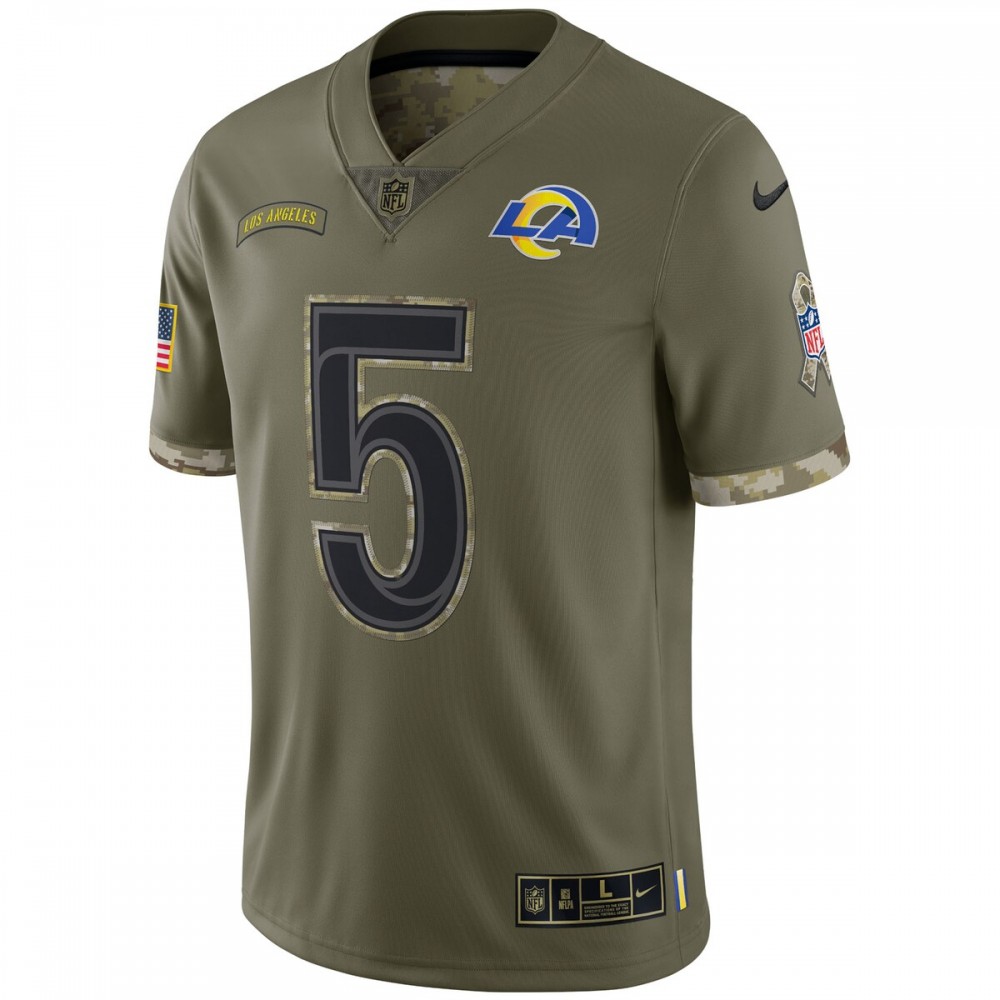 Jalen Ramsey Los Angeles Rams Nike 2022 Salute To Service Limited Jersey - Olive - Image 2