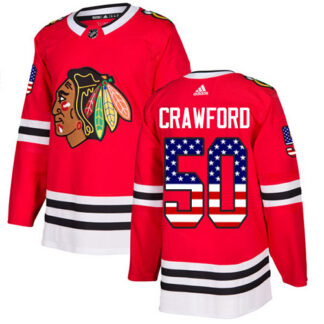 Adidas Chicago Blackhawks #50 Corey Crawford Red Home Authentic USA Flag Stitched Youth NHL Jersey