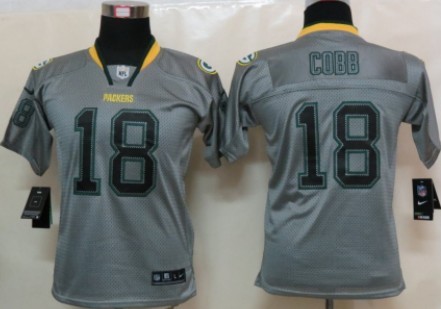 Nike Green Bay Packers #18 Randall Cobb Lights Out Gray Kids Jersey