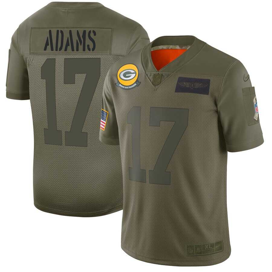 Nike Packers 17 Davante Adams 2019 Olive Salute To Service Limited Jersey Dyin