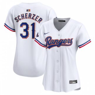 Max Scherzer Texas Rangers Nike Women's 2024 Gold Collection Limited Player Jersey – White