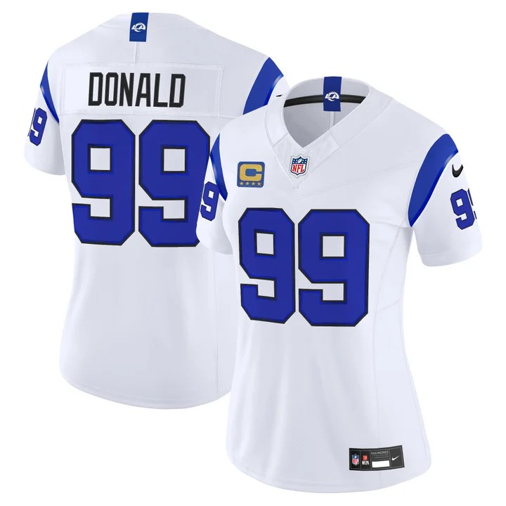 Women's Los Angeles Rams #99 Aaron Donald White Fearsome 2026 F.U.S.E. Vapor Limited Stitched Football Jersey(Run S...