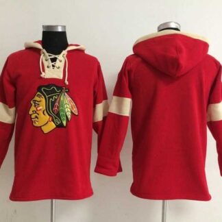 Customized Men's Chicago Blackhawks Any Name & Number Red Solid Color Stitched NHL Hoodie