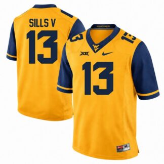 David Sills V West Virginia Mountaineers Gold Football Game Jersey