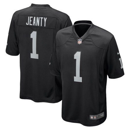 Youth Las Vegas Raiders #1 Ashton Jeanty Black 2025 NFL Draft First Round Pick Game Jersey