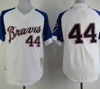 Atlanta Braves #44 Hank Aaron 1974 White Throwback Jersey