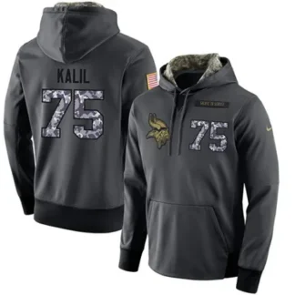 NFL Men's Minnesota Vikings #75 Matt Kalil Stitched Black Anthracite Salute to Service Player Performance Hoodie