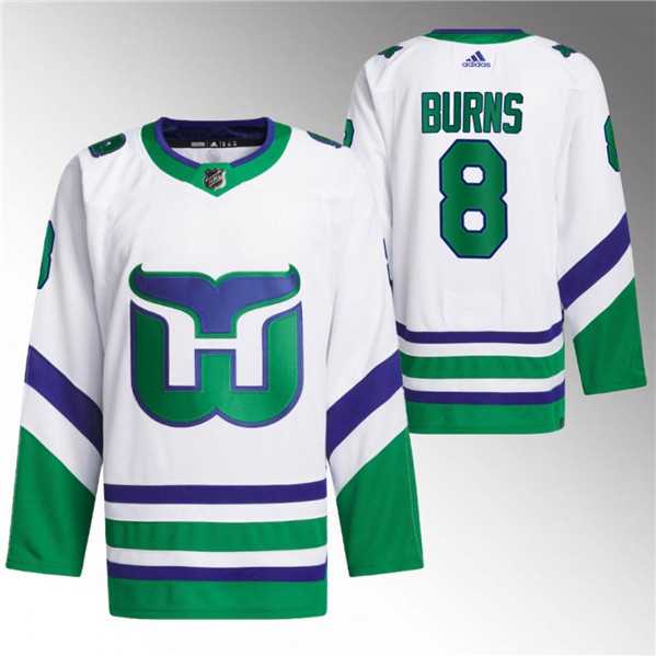 Men's Carolina Hurricanes #8 Brent Burns White 2023-24 Stitched Jersey Dzhi