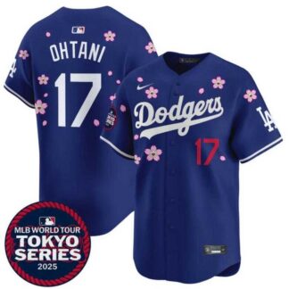 Men's Los Angeles Dodgers #17 Shohei Ohtani Royal 2025 Tokyo Series Limited Stitched Jersey Dzhi