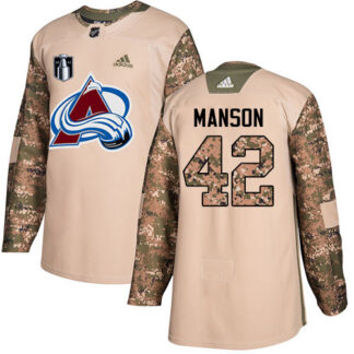 Adidas Colorado Avalanche #42 Josh Manson Camo 2022 Stanley Cup Final Patch Authentic Veterans Day Stitched NHL Jer...