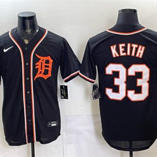 Men's Detroit Tigers #33 Colt Keith 2026 Fashion Replica Black Out Stitched Baseball Jersey