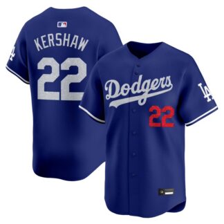 Los Angeles Dodgers #22 Clayton Kershaw Glitter Vapor Premier Limited Jersey Royal - All Stitched