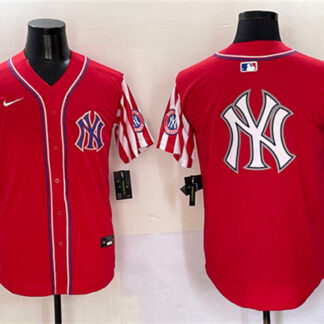 Men's New York Yankees Team Big Logo Red American Style Limited Stitched Baseball Jersey