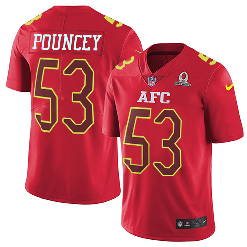 Nike Pittsburgh Steelers #53 Maurkice Pouncey Red Men’s Stitched NFL Limited AFC 2017 Pro Bowl Jersey