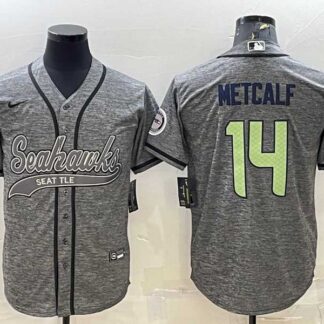 Men's Seattle Seahawks #14 DK Metcalf Grey Camo With Patch Cool Base Stitched Baseball Jersey