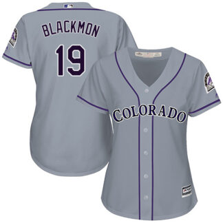Colorado Rockies #19 Charlie Blackmon Grey Road Women’s Stitched MLB Jersey