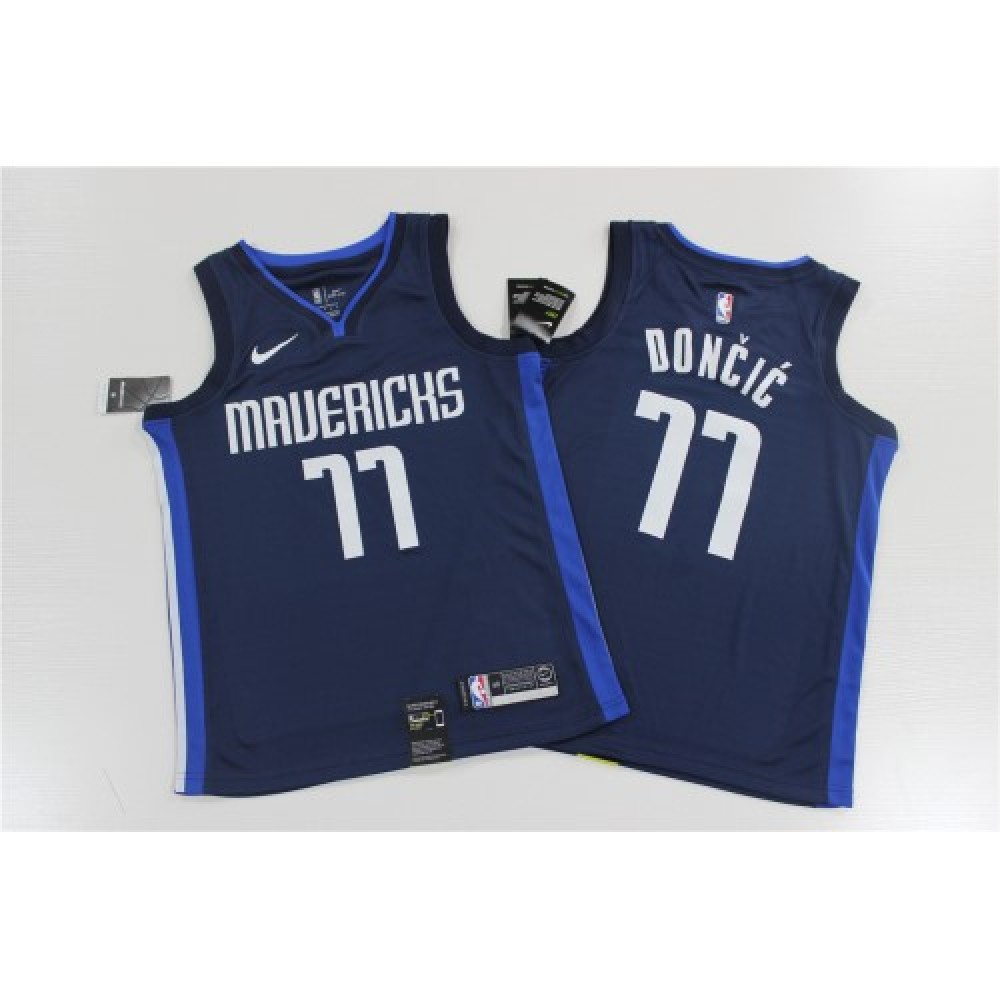 Men's Dallas Mavericks Luka Doncic #77 Navy Finished Swingman Jersey - Statement Editon - Image 2