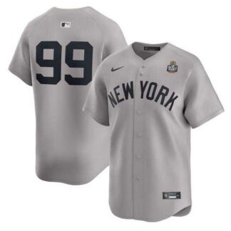 Men's New York Yankees #99 Aaron Judge Gray 2024 World Series Limited Stitched Jersey Dzhi