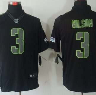 Nike Limited Seattle Seahawks #3 Russell Wilson Black Impact Jerseys