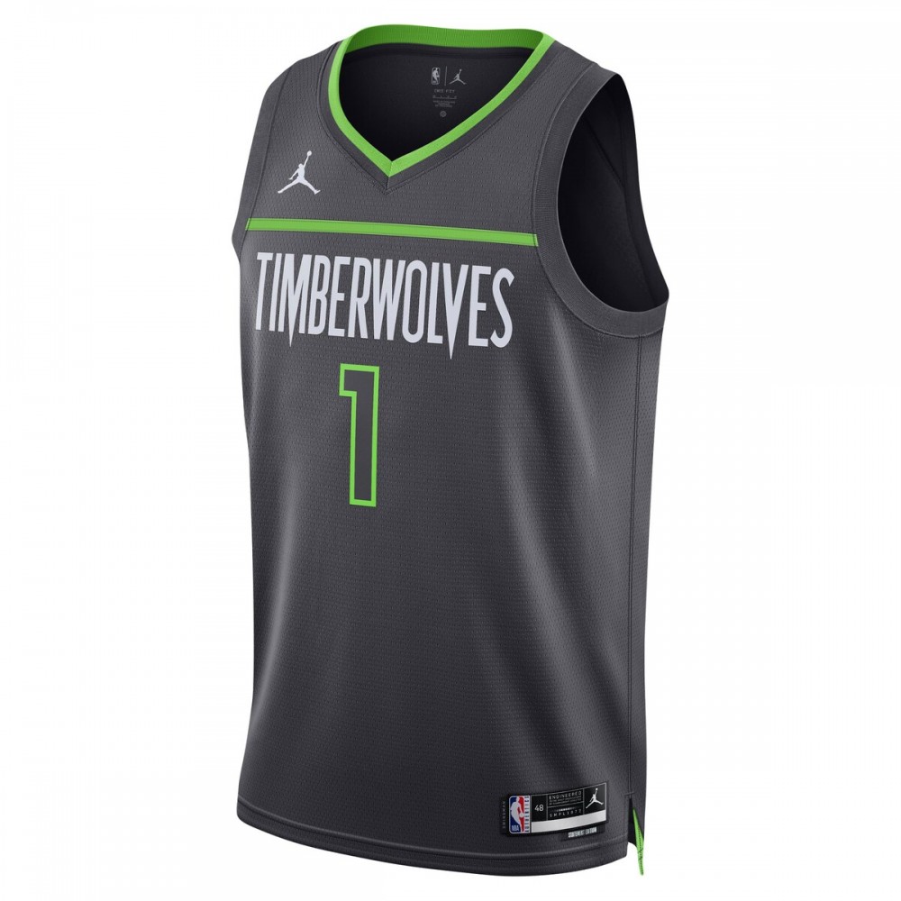 Anthony Edwards Minnesota Timberwolves Jordan Brand 2022/23 Statement Edition Swingman Black Jersey - Image 2