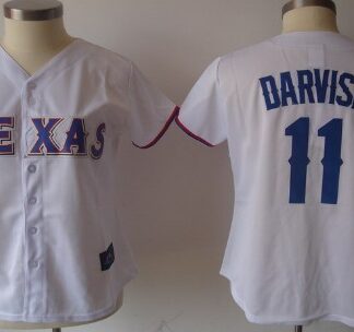 Texas Rangers #11 Yu Darvish White With Blue Womens Jersey