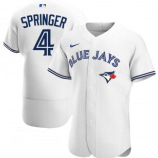 Men's Toronto Blue Jays #4 George Springer White Flex Base Stitched Jersey