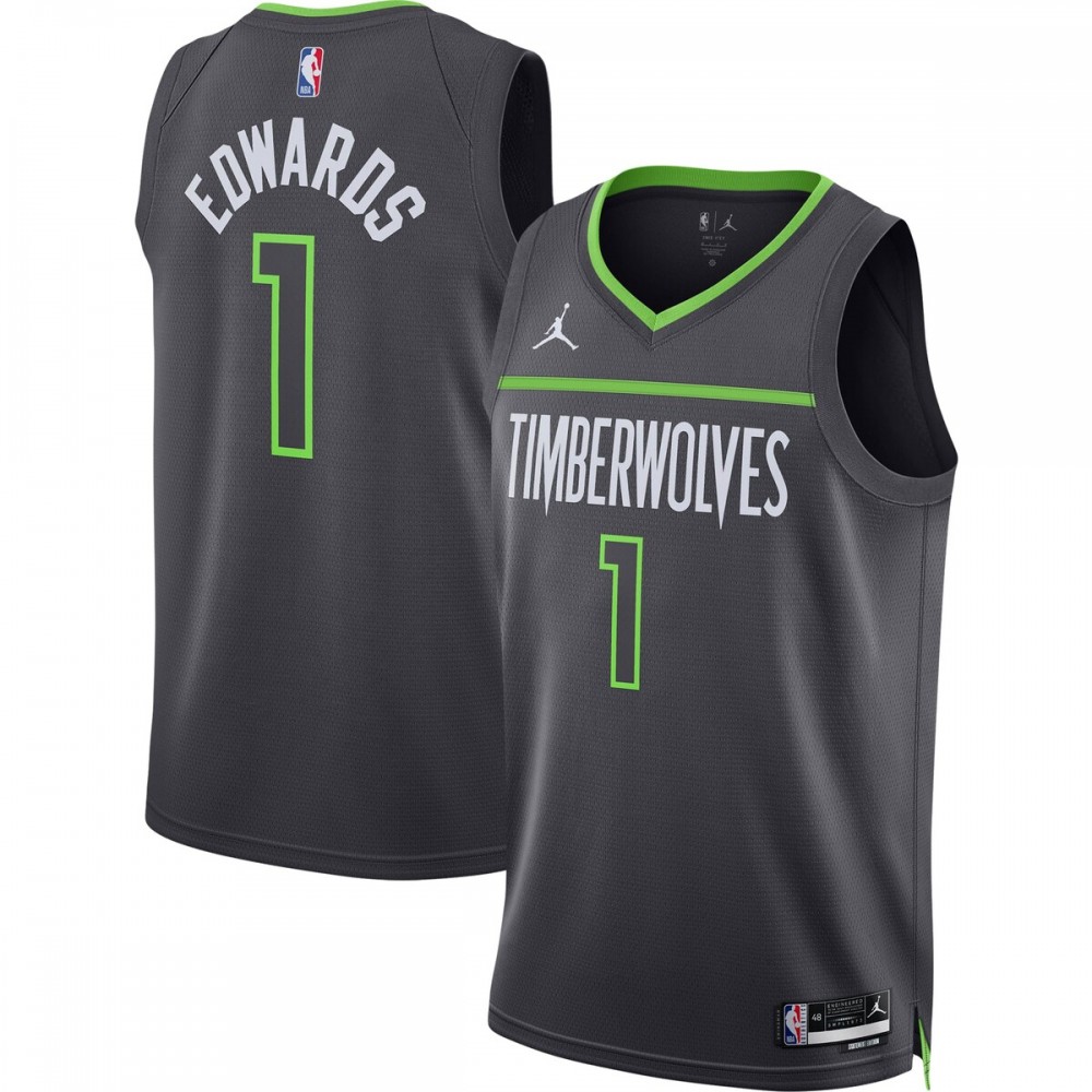 Anthony Edwards Minnesota Timberwolves Jordan Brand 2022/23 Statement Edition Swingman Black Jersey