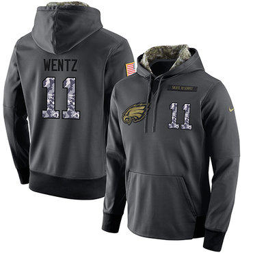 NFL Men's Nike Philadelphia Eagles #11 Carson Wentz Stitched Black Anthracite Salute to Service Player Performance...