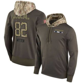 Nike Cowboys 82 Jason Witten Men's Olive Salute To Service Pullover Hoodie