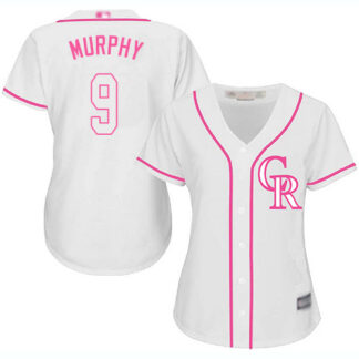 Colorado Rockies #9 Daniel Murphy White/Pink Fashion Women’s Stitched MLB Jersey