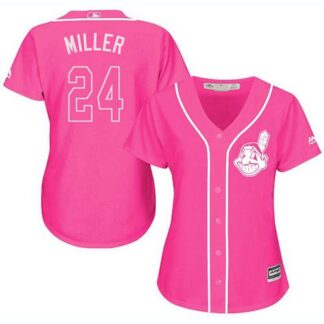 Cleveland Indians #24 Andrew Miller Pink Fashion Women’s Stitched MLB Jersey