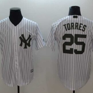 Yankees 25 Gleyber Torres White 2018 Memorial Day Cool Base Stitched Baseball Jerseys