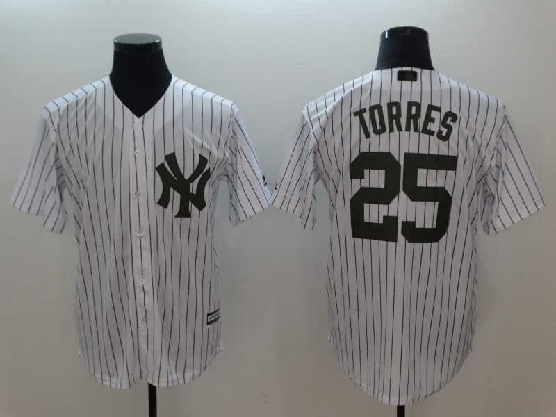 Yankees 25 Gleyber Torres White 2018 Memorial Day Cool Base Stitched Baseball Jerseys