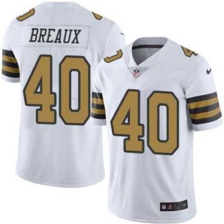 Nike Men & Women & Youth Saints 40 Delvin Breaux White Color Rush Limited Jersey