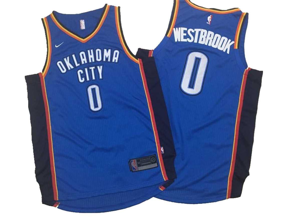 Nike Oklahoma City Thunder #0 Russell Westbrook Blue Stitched NBA Jersey