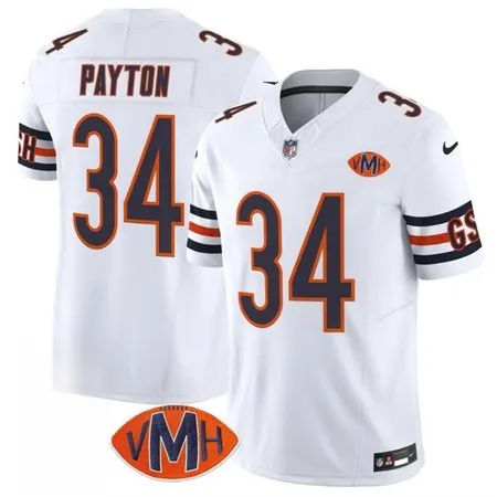 Men's Chicago Bears #34 Walter Payton White 2025 F.U.S.E. With VMH Patch Vapor Untouchable Limited Stitched Footbal...