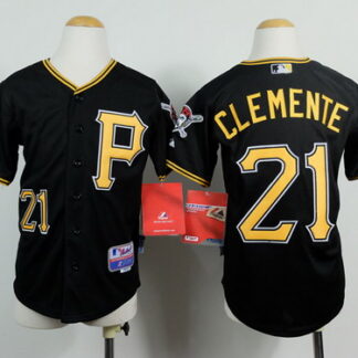 Pittsburgh Pirates #21 Roberto Clemente Black Kids Jersey