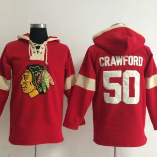Chicago Blackhawks #50 Corey Crawford Solid Color Red Hoody