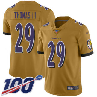 Nike Baltimore Ravens #29 Earl Thomas III Gold Men’s Stitched NFL Limited Inverted Legend 100th Season Jersey