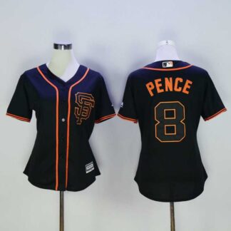 Women San Francisco Giants #8 Hunter Pence Black New Cool Base Stitched Baseball Jersey