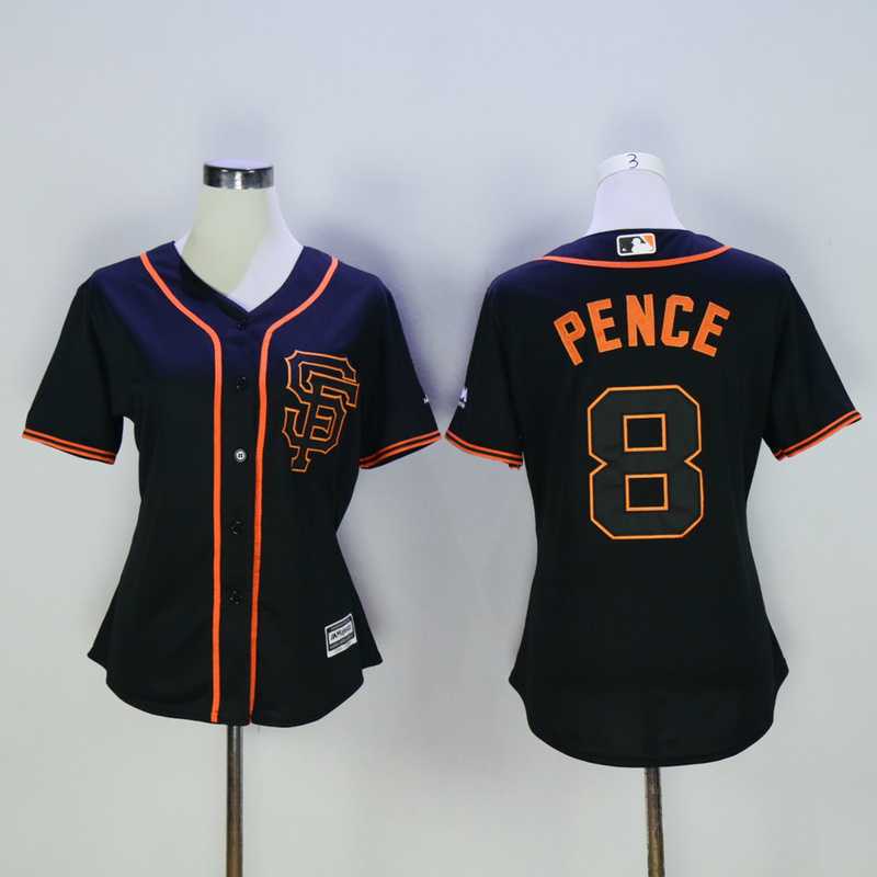 Women San Francisco Giants #8 Hunter Pence Black New Cool Base Stitched Baseball Jersey