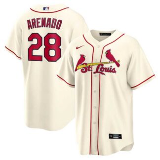 Cardinals 28 Nolan Arenado Cream Nike Cool Base Jersey Dzhi