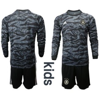 Germany Blank Black Goalkeeper Long Sleeves Kid Soccer Country Jersey