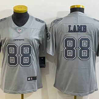 Women's Dallas Cowboys #88 CeeDee Lamb Grey Atmosphere Fashion 2022 Vapor Untouchable Stitched Nike Limited Jersey