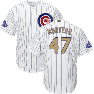 Chicago Cubs #47 Miguel Montero White(Blue Strip) 2017 Gold Program Cool Base Stitched Youth MLB Jersey